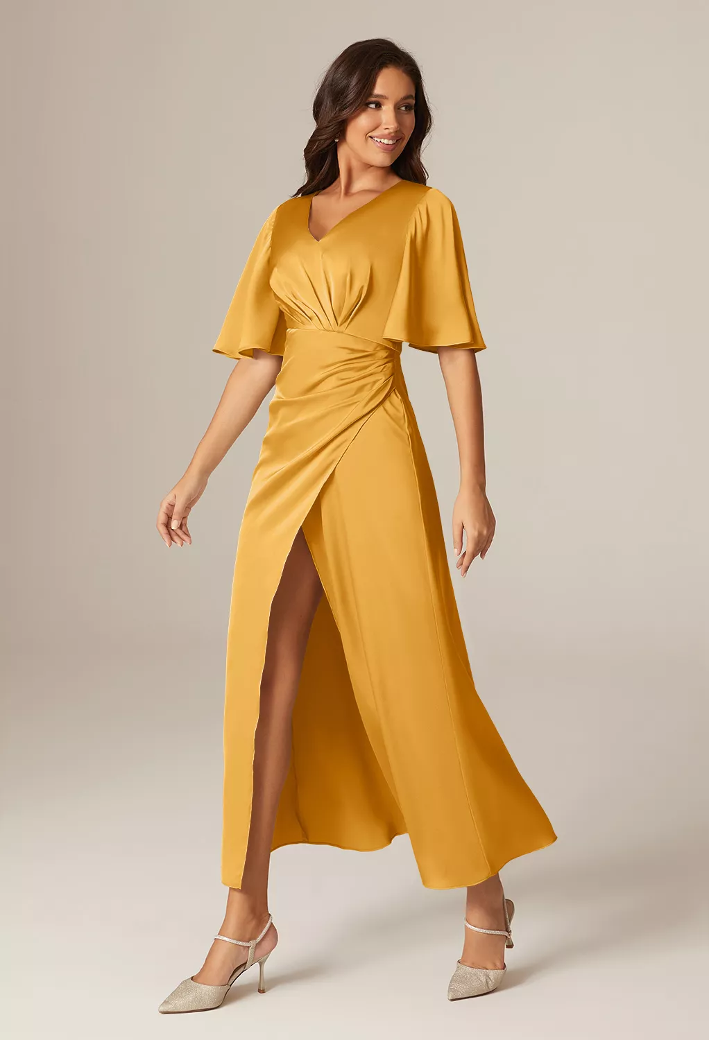 AW Gabrielle Mango  Fall Wedding Guest Dresses